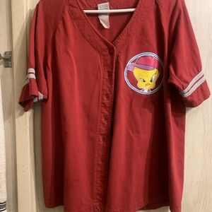 Red Kids Shirt with Cartoon Patch